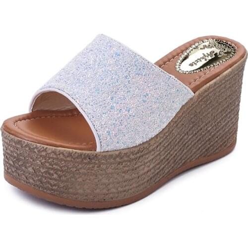 Aphixta Summer Wedge Slippers Platform High Heels Women Slipper Ladies Outside Shoes Basic Clog Wedge Slides Flip Flop Sandals