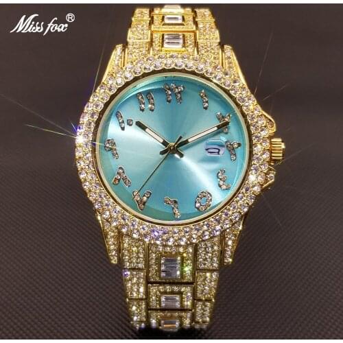MISSFOX Specials Diamond Watches Men Luxury Fashion Iced Out Quartz Watch Hip Hop Hot Brand AAA High Quarlity Clock Dropshipping