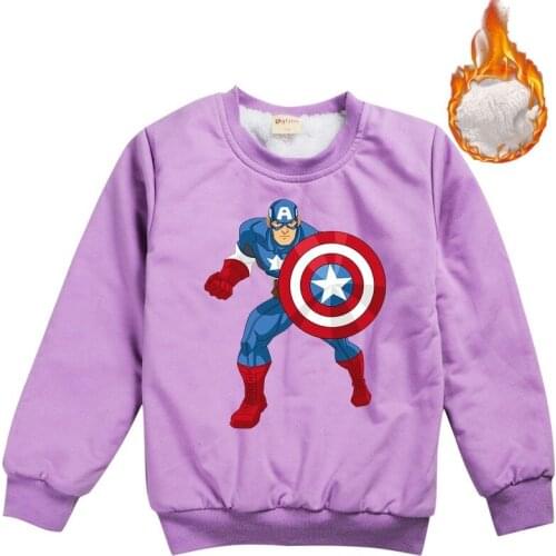 Disney Superman Fashion Brand Boy Girl Winter Male Casual Long Sleeve Plus Cashmere Sweatshirts Solid Color Sweater Tops