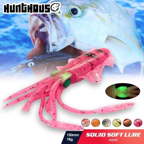 Hunthouse fishing soft swim squid lure jig swimbait Luminous/UV 150mm/16g Wobbler for cuttlefish trolling sea spinner bait