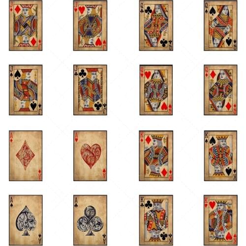 King and Queen suit set playing card prints, poker art casino prints poker canvas vintage canvas art poster