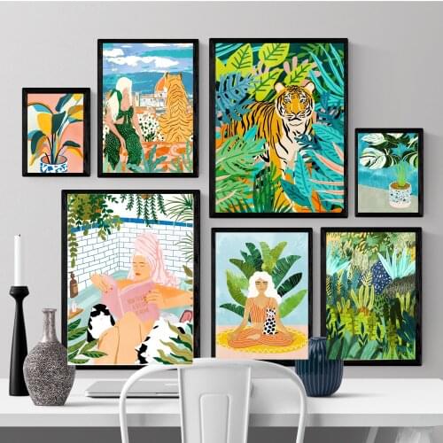 Boho Bathroom Baby Bath Canvas Painting Tropical Plants Art Print Nordic Wall Pictures For Living Room Toliet Home Decor Poster