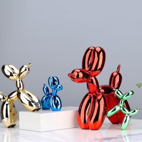 Living Room Desktop Animal Decor Ornament Nordic Resin Dog Crafts Electroplating Balloon Dog Sculpture Home Decorations Modern
