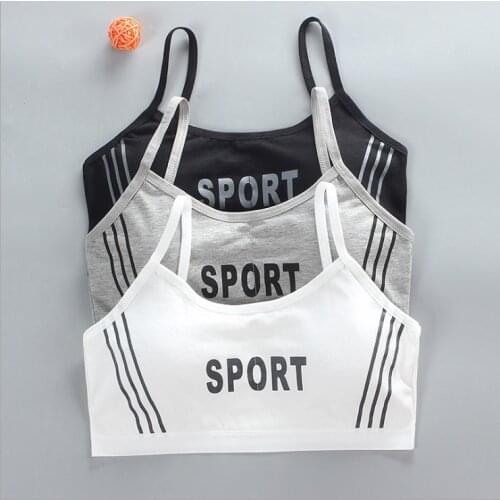 New letter sport Young Girls Bra cute Cotton Topic Teenage Training Underwear natural sling fahsion vest 5 colors Beige pink