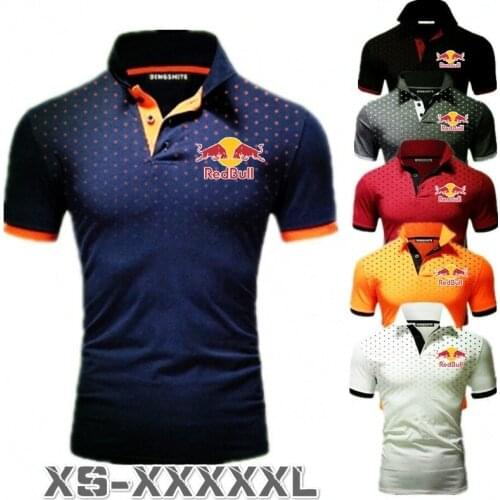 New Moto Racing For Shirt Sports T-shirts Fashion Classic Casual Tops Short Sleeves Cotton High Quality Mandarin Collar Men Sl