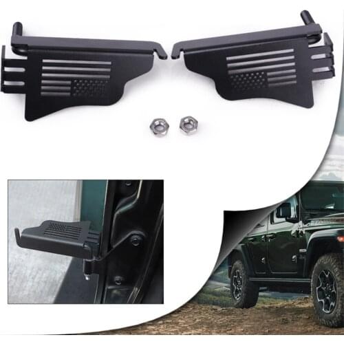 Flag Style Front Black Steel Foot Pegs Pedal for 2018-2021 Jeep Wrangler JL JLU