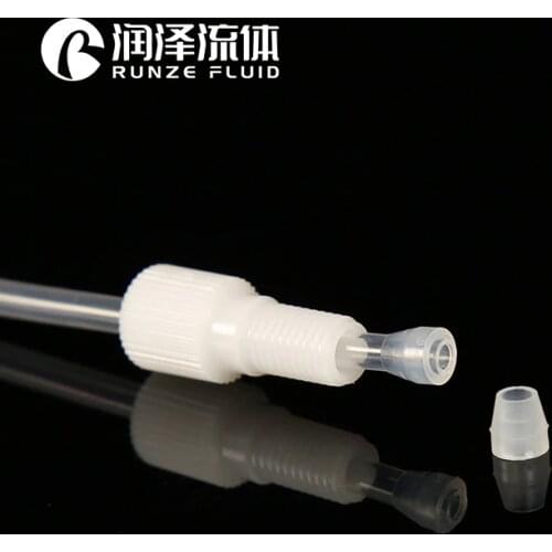 Plastic Quick Connector Flangeless Nut 1/4-28UNF Male Thread with Ferrules 1.6/2.0/2.5/3.0/3.175/3.2mm PTFE Tube Connection