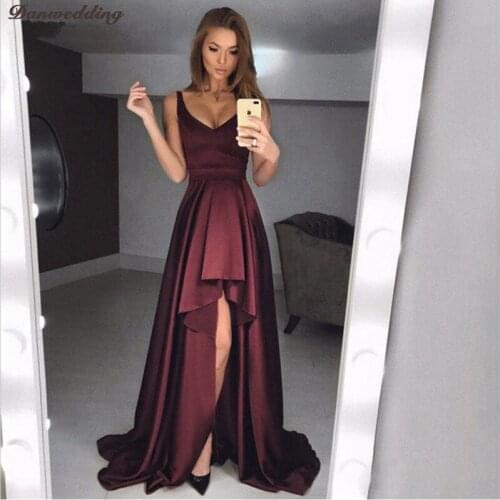 Vintage Satin Evening Dresses V-Neck Court Train Sleeveless Prom Dress Sexy Slim Was Thin Girl Party Dresses Zipper Back