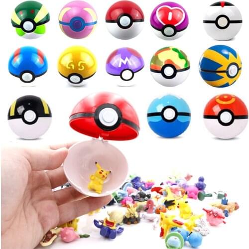 High Quality 7CM Pet Elf Ball Pokemones Pokeballs With 2.5-3cm Figures Toys Can Dream Bedroom Furnishings For Children Gift