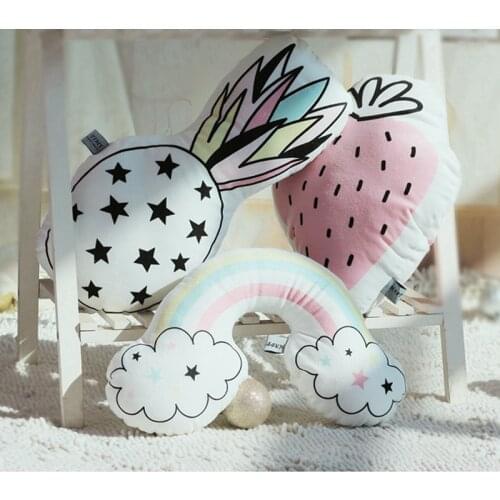 Lovely Colorful Strawberry/Pineapple/Cherry/Rainbow Plush Pillow Natural Stuffed Pillow Sofa Cushion Baby Room Decoration Gift