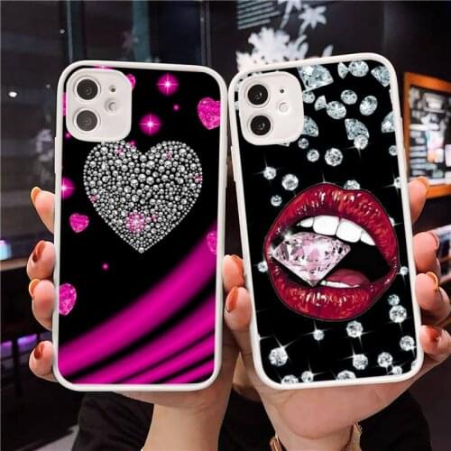 Crystal Cool Diamond Phone Case matte transparent For iphone 7 8 11 12 plus mini x xs xr pro max cover