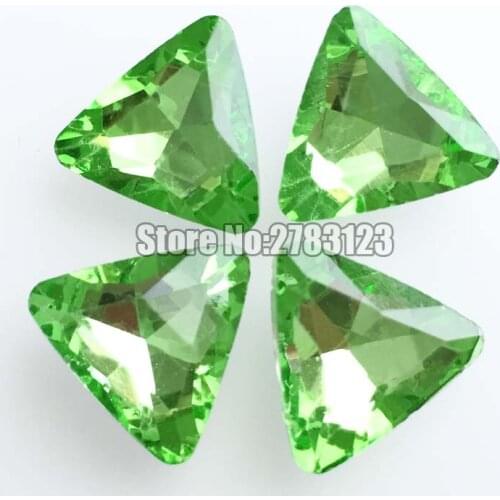Factory sales Light green Triangle shape AAA Glass Crystal pointback rhinestones,Mobile phone/nail art/diy accessories SWTP116
