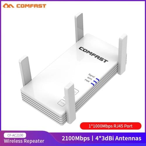 2100Mbps Powerful Gigabit Dual Band 2.4&5.8GHz Wireless WiFi Repeater Signal Booster 4*3dBi Antennas Long Range Wi Fi Amplifier