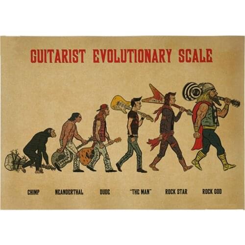 Vintage Retro Poster Evolution of rock music Wall Quotes stickers home decoration 42*30cm