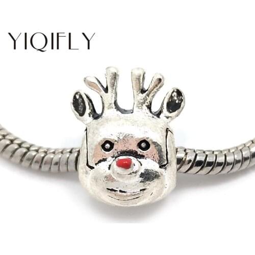 YIQIFLY free Shipping 30pcs 16x11x11mm new style reindeer alloy beads fit European charms bracelet DIY