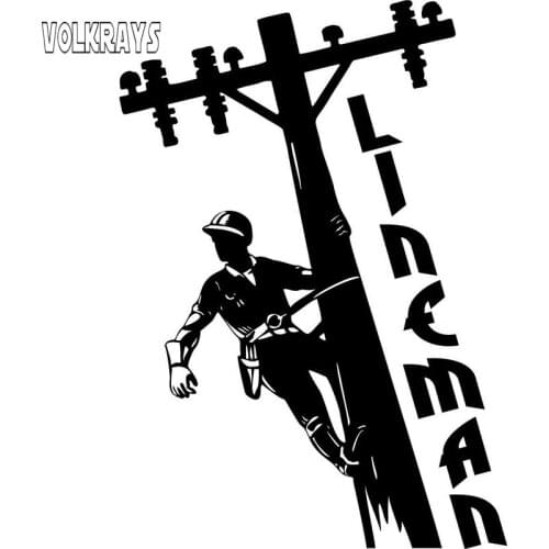 Volkrays Funny Car Sticker Lineman Electrician Wireman Journeyman Accessories Reflective Vinyl Decal Black/white,14cm*10cm