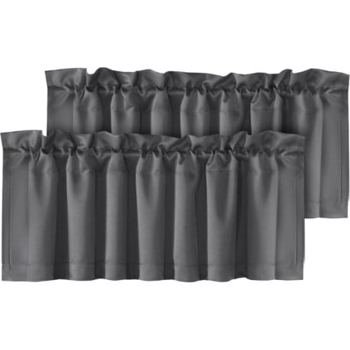 2 Panel Valance Curtain Modern Home Decoration Solid Blackout Tab Top Drape Tier for Kitchen Bathroom Window Bedroom