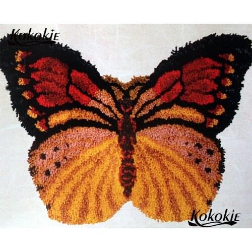 Diy latch hook kits rug tapestry kits butterfly printed canvas accessories crochet tapis needle for carpet embroidery diy carpet