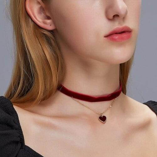 New Ladies Necklace Necklace Velvet Soft Adjustable Length Heart Pendant Necklace