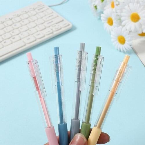 1Pcs Press The Gel Pen 0.5mm Retractable Black Ink Supplies Stationery 2021 Pen Student Pens For School Office Writing Ball G7M6