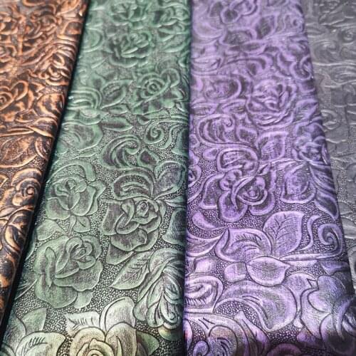 1 Yard 137cm Width Faux Pu Vintage Rose Pattern Leather Fabric Craft Supplies Cloth Artificial Leather For DIY Bag Material
