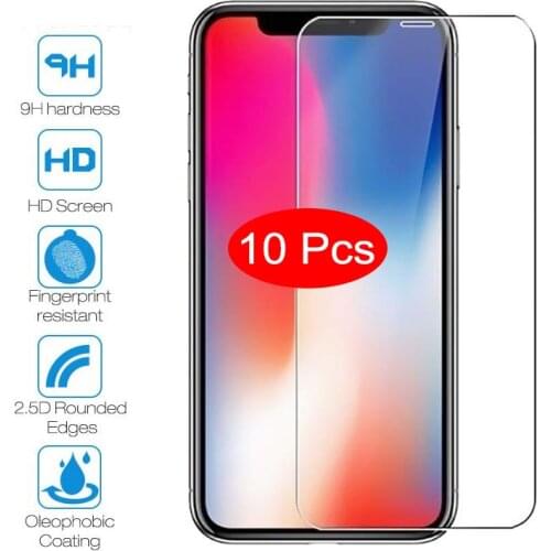 10 Pcs Protective Glass Film For iPhone 7 8 6 6s 5 5s SE Screen Protector For iPhone X XS MAX XR on iPhone 11 Pro Max Tempered