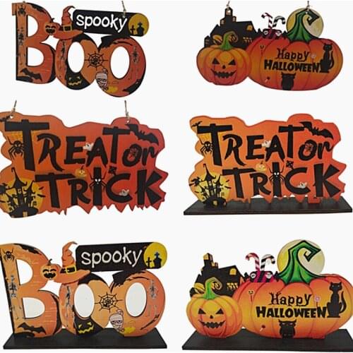 2021 New Wooden Halloween Tabletop Ornaments And Hanging Decorations