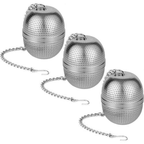 3 Pcs,Teapot Ball-Loose Leaf Tea, Spices and Seasonings-Ultra-Fine Mesh Tea Strainer with Threaded Connection, Silver