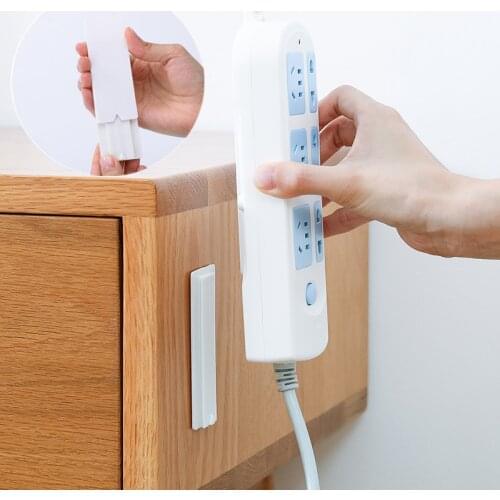 4Pair New Power Strip Holder Self-Adhesive Wall Mount Hook Hanger for picture remote control Socket Fixer rack hanging organizer