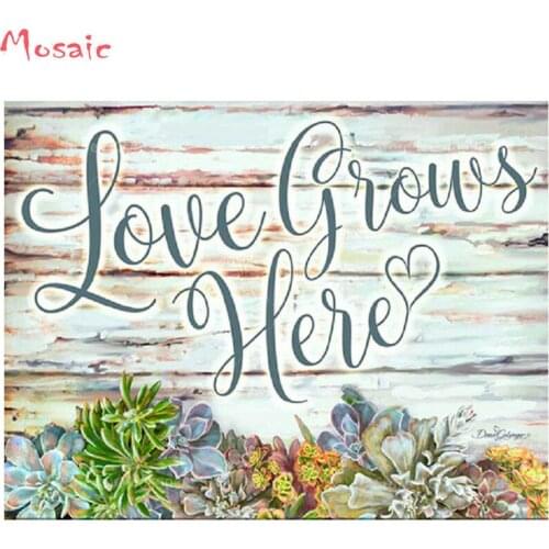 Diamond Embroidery "love you here"5D Diamond Painting Full round Diamond Mosaic sweet plant Rhinestones Pictures Home Decoration