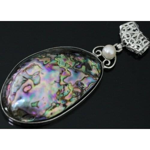 Charms natural abalone shell 33x60mm approx oval pendant pearl beads beauty classical jewelry B1115