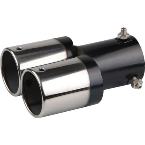 Car Stainless Steel Exhaust Trim Tip Double Muffler Pipe Tail Universal Fit
