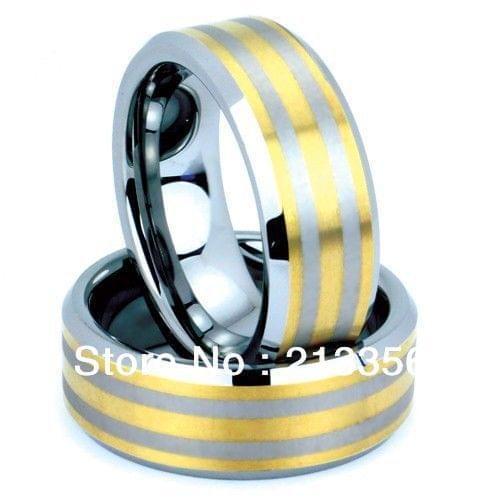 FREE SHIPPING!USA WHOLESALES CHEAP PRICE BRAZIL RUSSIA CANADA UK HOT SELLING 8MM BEVELED GP LINES TWO TONE TUNGSTEN WEDDING RING