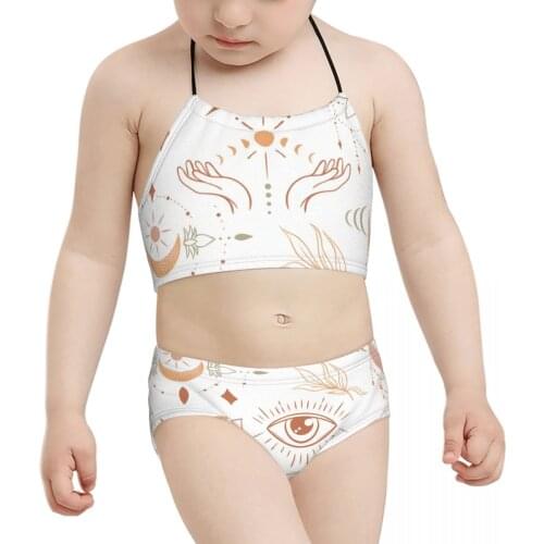 Bohemian anime Kids Beach Wear for Girl Children Print Bandage Boho Magic Biquini 2021 Wholesale Brand Baby Girl Swimming Suit