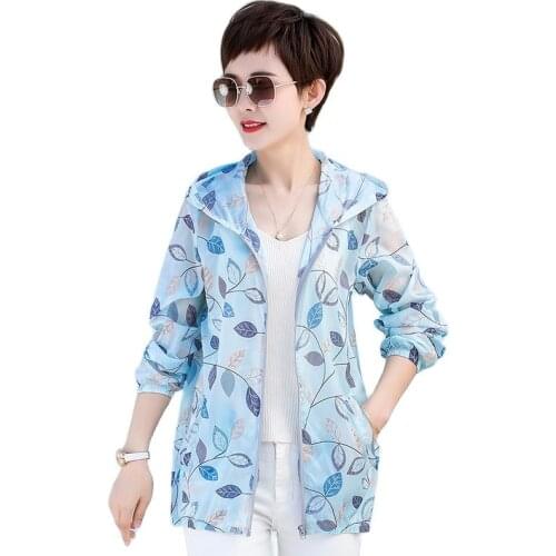 Oversize Sun Protection Clothing Women Summer Thin Coat Trench Anti-Ultraviolet 2021 Spring Mom Lady Printing Sun Protection Top