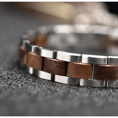 DODO DEER Fashion Bracelet for Women Metal Stainless Steel Wood Strap Men Female Jewelry Ladies Male Bracelets Gift Box Dropship