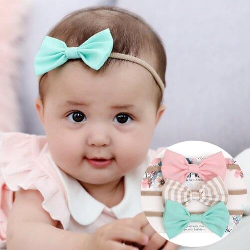 3Pcs/lot Baby Headband Girls Hair Accessories Stripe Bowknot Baby Hair Band Cotton Flamingo Infant Headwear Kids Girl Headbands