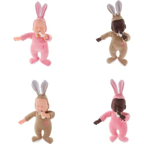 11inch Lovely Reborn Sleeping Rabbit Doll Puppets Black Kids Birthday Gift