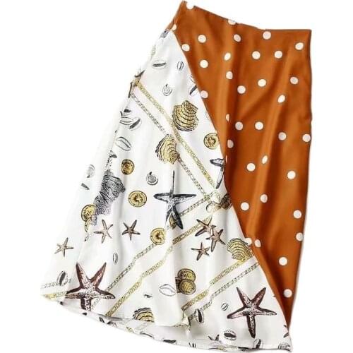 Summer Dot Print Skirt FLORAL STORY 2021 Woman A-Line Skirts Office Lady Wear Woman Patched Skirts Women Fashion Elegant Skirt