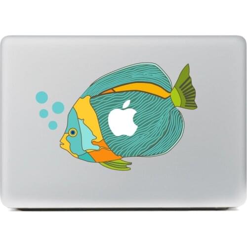 Cute blue tropical fish spit bubbles Vinyl Decal Sticker for DIY Macbook Pro / Air 11 13 15 Inch Laptop Case Cover Sticker