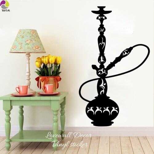 Hookah Wall Sticker Arabic Shisha Cigarette Vapor Tobacco Smoke Wall Window Glass Decal Vinyl Decor Wall Art Easy Removable DIY