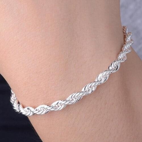 New Fashion Silvery Twist Rope Chain Bracelet For Women Punk Hip Hop Metal Bracelets Party Wedding Jewelry