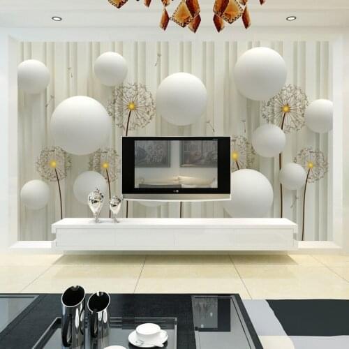Custom Photo Wallpaper 3D Stereoscopic Circle Ball Dandelion Mural Modern Living Room TV Background Wall Murals Papel De Parede
