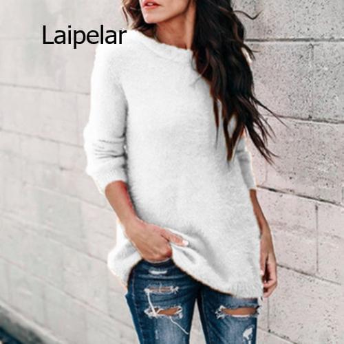 Casual Womens Sweaters Autumn Winter O Neck Long Sleeve Plushy Knitted Pullover Sweater Plus Size Female Loose Soft Warm Tops
