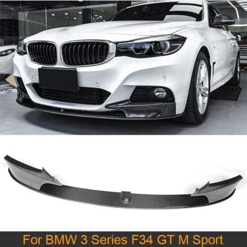 Carbon Fiber Front Bumper Lip Spoiler With splitters for BMW 3 Series GT F34 M Sport 4 Door 2014 - 2017 FRP 340i GT xDrive