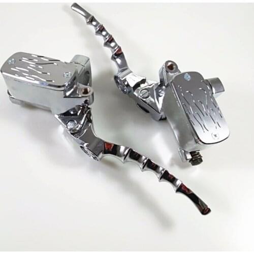 Pair Chrome Control Reservoir Brake Clutch Levers 1" 25mm Handlebar Motorcycle For Harley Honda Suzuki Yamaha Kawasaki Vulcan