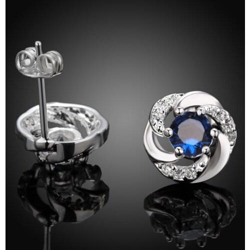 Wholesale silver plated Earring,925 jewelry silver,Blue Stone Earrings SMTE439