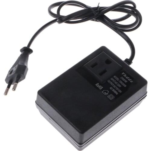 200W AC 220V to 110V Step Down Transformer Convert Travel Power EU Plug Adapter