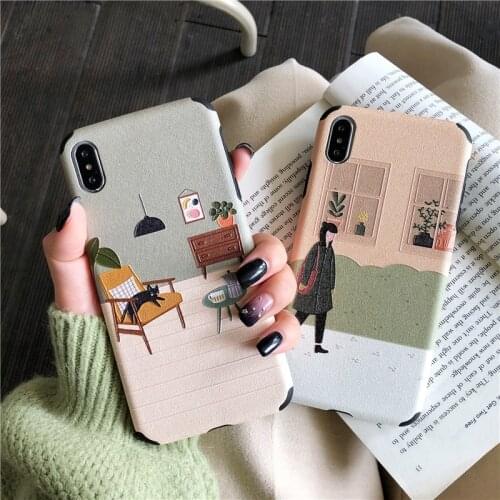 Cartoon Vintage Silk Matte Floral Phone Case for iPhone 11 12 Mini Pro Max XS Max X XR 7 8 Plus Case Lovely Girl Tpu Cover