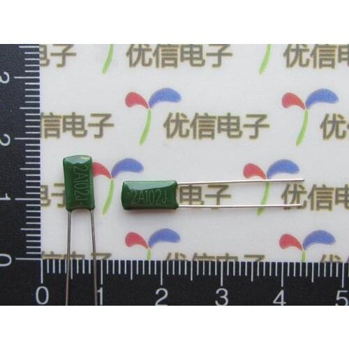 100pcs/lot High Quality DIP polyester capacitor 2A102J 100V 1NF Dacron Capacitor 1NF 100V
